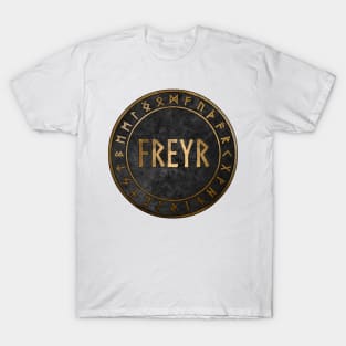 Freyr Norse God with Viking Runes T-Shirt